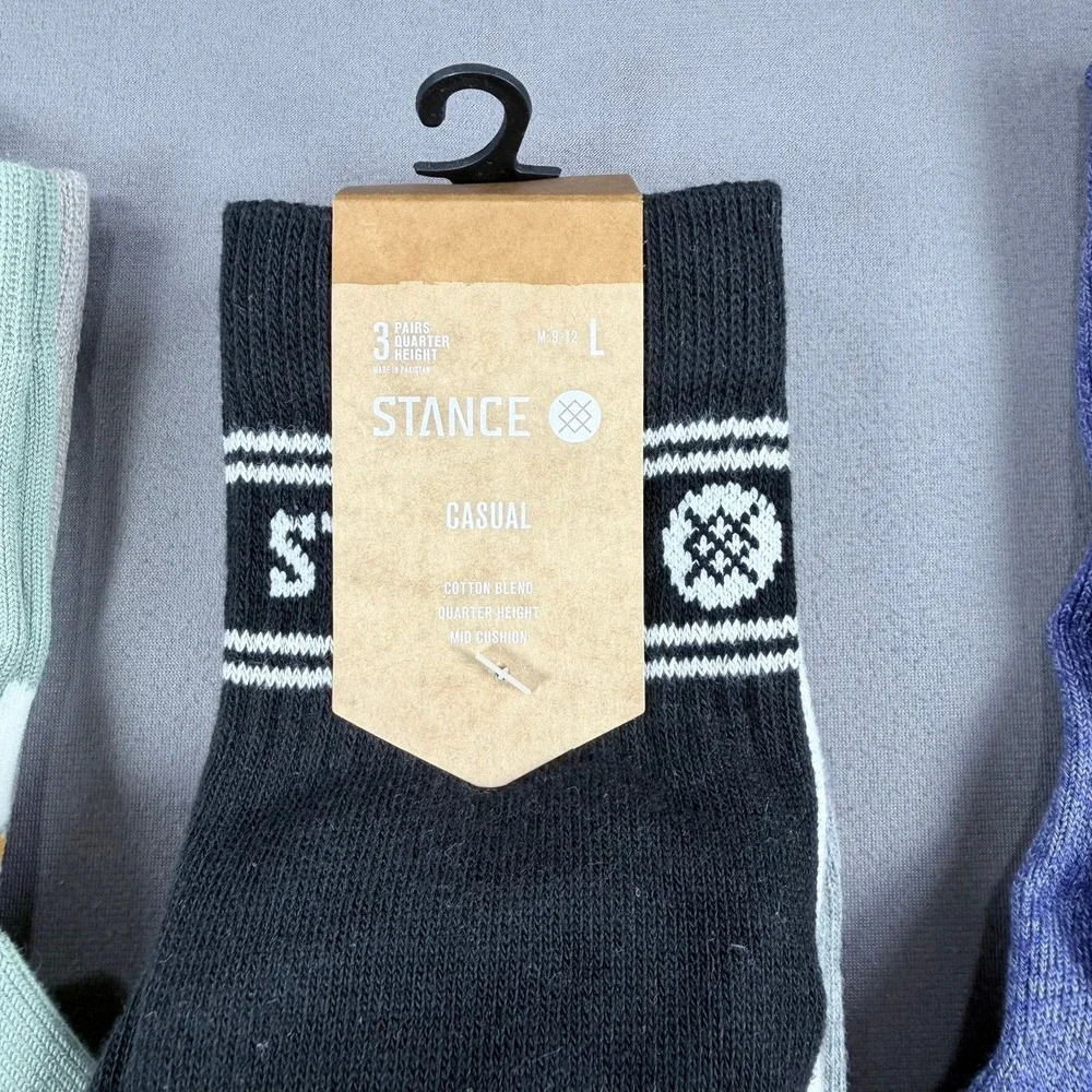 Stance Mens L Multi Cotton Blend Crew Quarter Casual Socks 7 Pair Floral Stripe